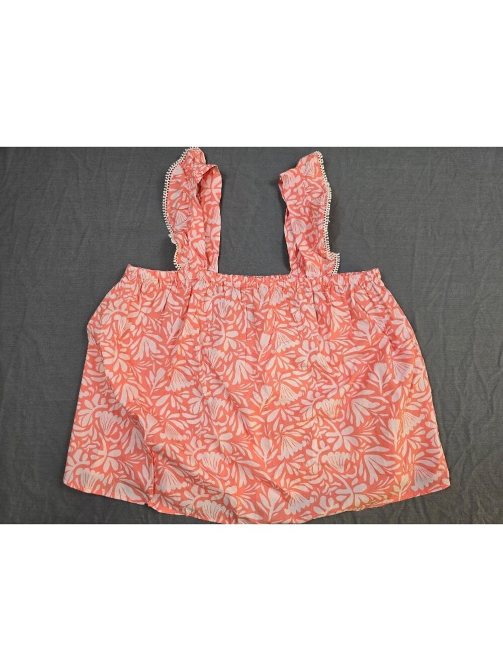 Loft Sleep L Floral Print Coral & White Tank Top